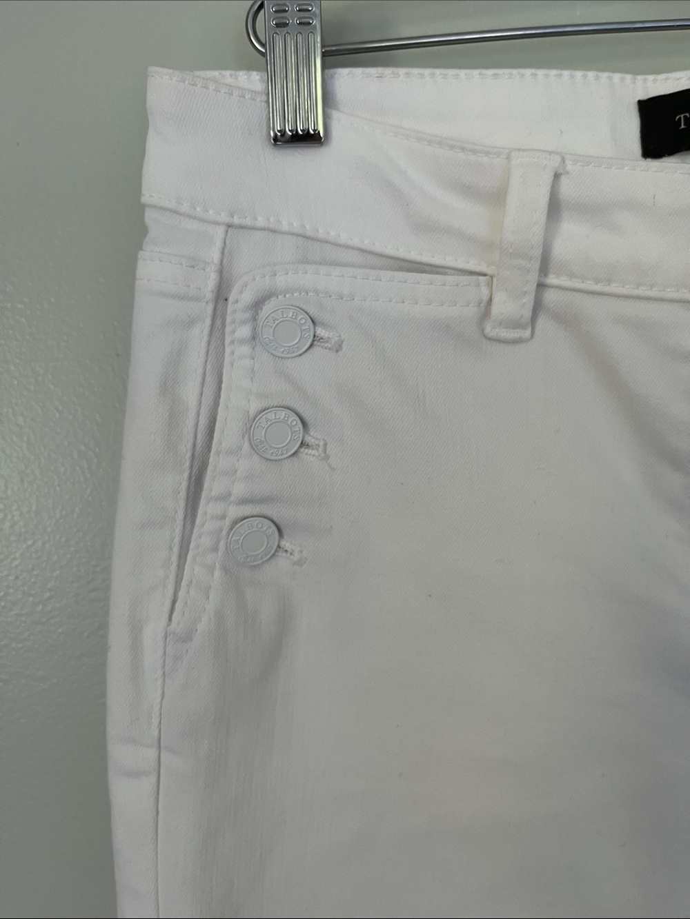 Talbots White Cropped Sailor Button Pants - Picture 3 of 7